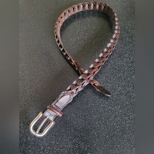 Brighton Chunky Deep Rich Brown Braided Woven Boho Belt Sz 34